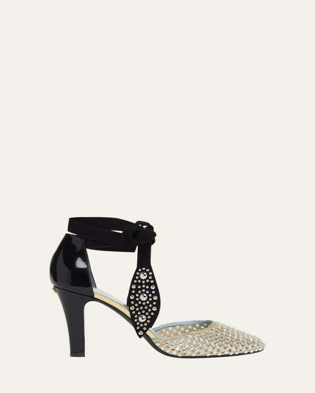 Crystal Foliage Mesh Pumps